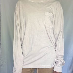 Muted Pink Long Sleeve Pocket Crew Neck Tee Shirt